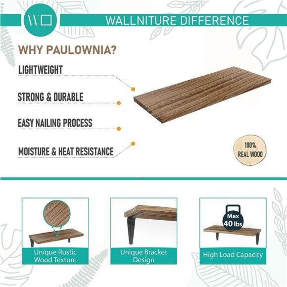 Arras Rustic Wood Floating Shelves for Wall Storage,Wall Shelves for Living Room - Picture 5 of 6